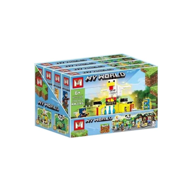 MG 1136 non Lego MÔ HÌNH CHẾ ĐỘ XEM PHỐ MINECRAFT 4 bộ đồ chơi xếp lắp ráp ghép mô hình Game Xây Dựng 1227 khối