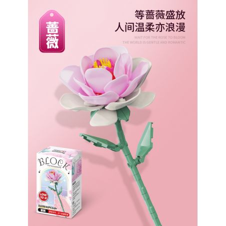 FEMIBOX S2258 2258 non  HOA HỒNG bộ đồ chơi xếp lắp ráp ghép mô hình Creator Sáng Tạo 92 khối