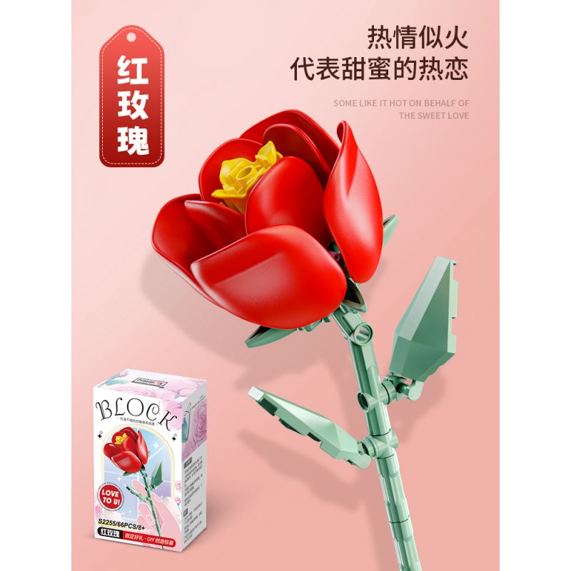 FEMIBOX S2023 2023 S2255 2255 S2259 2259 non  HOA HỒNG ĐỎ bộ đồ chơi xếp lắp ráp ghép mô hình Creator Sáng Tạo 38 khối