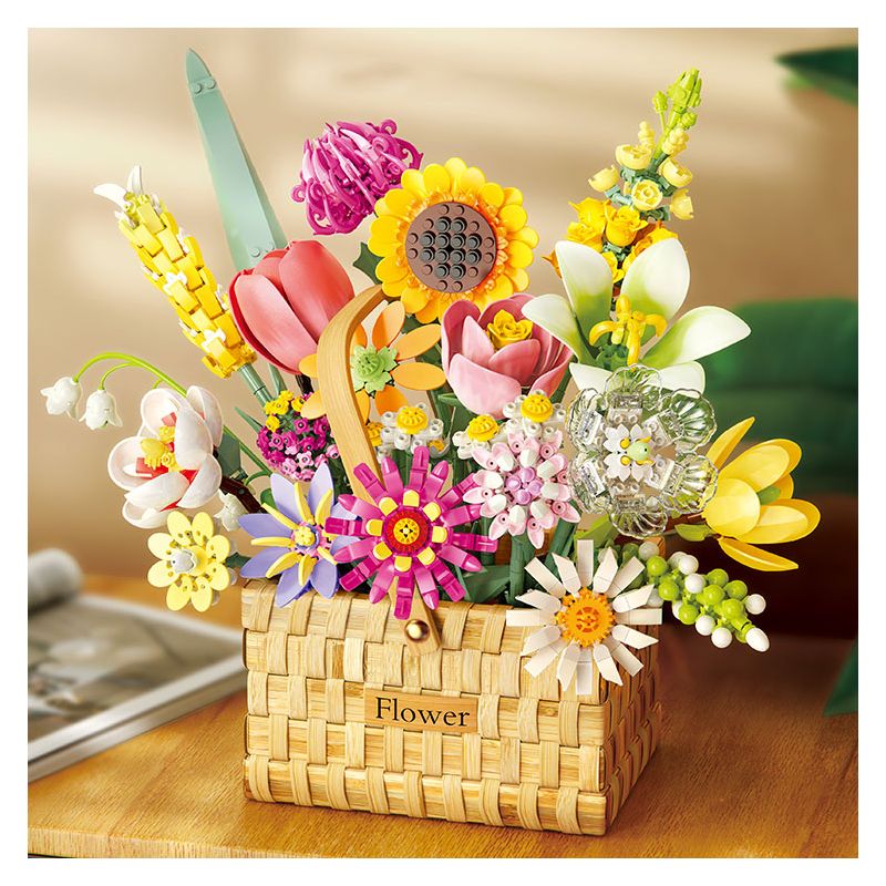 FEMIBOX S2233 2233 non  GIỎ HOA THƠM bộ đồ chơi xếp lắp ráp ghép mô hình Creator FLOWER BASKET Sáng Tạo 1614 khối