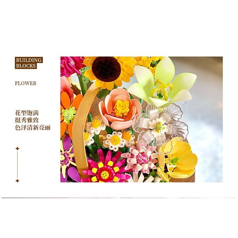 FEMIBOX S2233 2233 non  GIỎ HOA THƠM bộ đồ chơi xếp lắp ráp ghép mô hình Creator FLOWER BASKET Sáng Tạo 1614 khối