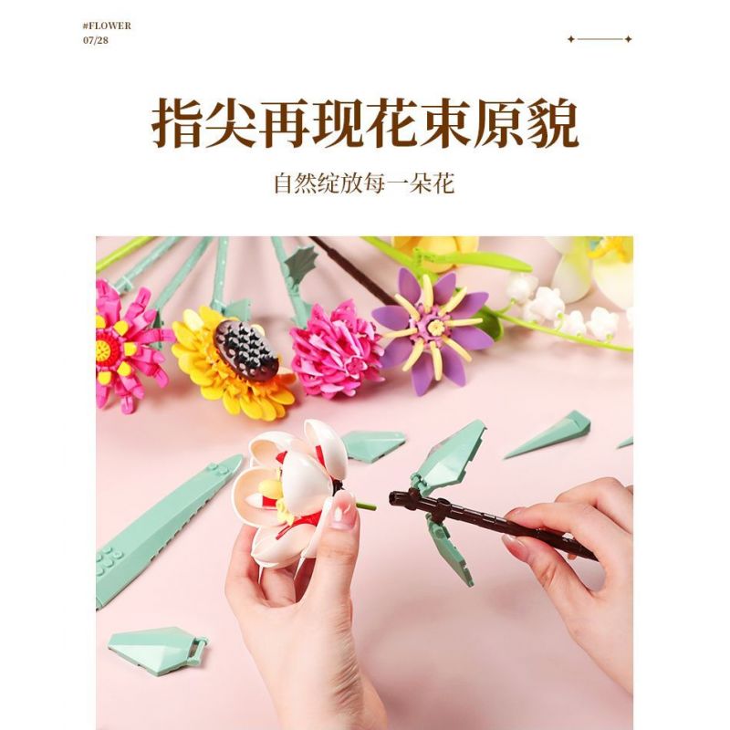 FEMIBOX S2233 2233 non  GIỎ HOA THƠM bộ đồ chơi xếp lắp ráp ghép mô hình Creator FLOWER BASKET Sáng Tạo 1614 khối