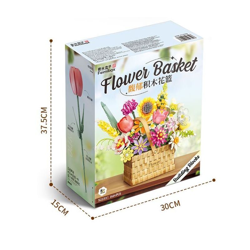 FEMIBOX S2233 2233 non  GIỎ HOA THƠM bộ đồ chơi xếp lắp ráp ghép mô hình Creator FLOWER BASKET Sáng Tạo 1614 khối