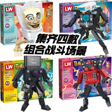 LW 7098 non  TOILET MAN VS GIÁM SÁT 4 MÔ HÌNH bộ đồ chơi xếp lắp ráp ghép mô hình Movie & Game SKIBIDI TOILET Phim Và Trò Chơi 477 khối