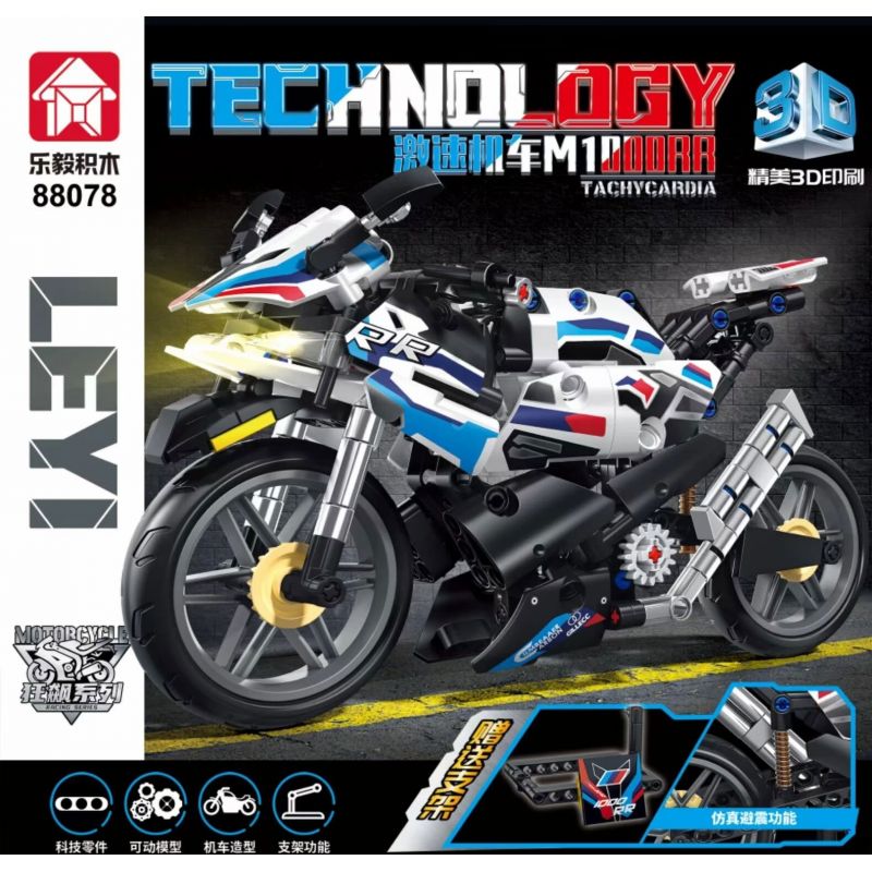 LE YI 88078 non  MÔTÔ CỰC NHANH M1000RR bộ đồ chơi xếp lắp ráp ghép mô hình  BMW M1000RR Kỹ Thuật Công Nghệ Cao Mô Hình Phương Tiện 352 khối