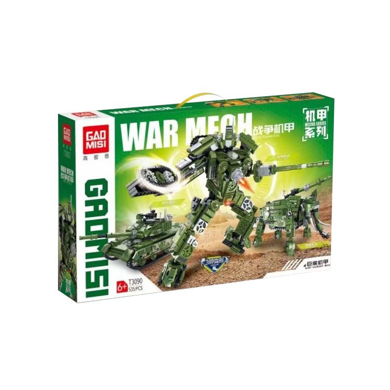 GAOMISI T3090 3090 non Lego BIẾN HÌNH MECHA CHIẾN TRANH COLOSSUS BA LẦN bộ đồ chơi xếp lắp ráp ghép mô hình Creator WAR MECH GIANT ELEPHANT Sáng Tạo 535 khối