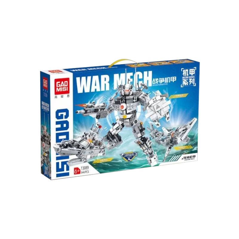 GAOMISI T3089 3089 non Lego BIẾN HÌNH MECHA CHIẾN TRANH POSEIDON BA LẦN bộ đồ chơi xếp lắp ráp ghép mô hình Creator WAR MECH POSEIDON Sáng Tạo 544 khối