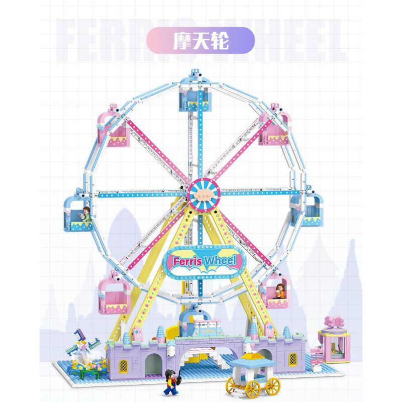 JIESTAR FF30014 30014 non  KHU VUI CHƠI VÒNG ĐU QUAY bộ đồ chơi xếp lắp ráp ghép mô hình Creator AMUSEMENT PARK FERRIS WHEEL Sáng Tạo 1390 khối