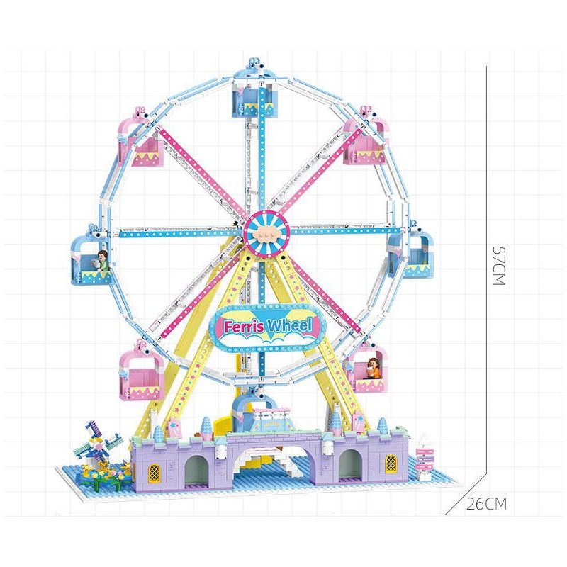 JIESTAR FF30014 30014 non  KHU VUI CHƠI VÒNG ĐU QUAY bộ đồ chơi xếp lắp ráp ghép mô hình Creator AMUSEMENT PARK FERRIS WHEEL Sáng Tạo 1390 khối