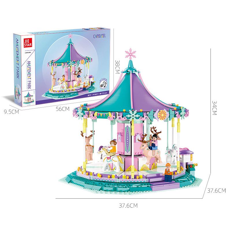 JIESTAR FF30011 30011 non  KHU VUI CHƠI CAROUSEL bộ đồ chơi xếp lắp ráp ghép mô hình Creator AMUSEMENT PARK CAROUSEL Sáng Tạo 1712 khối