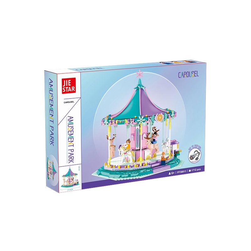 JIESTAR FF30011 30011 non  KHU VUI CHƠI CAROUSEL bộ đồ chơi xếp lắp ráp ghép mô hình Creator AMUSEMENT PARK CAROUSEL Sáng Tạo 1712 khối
