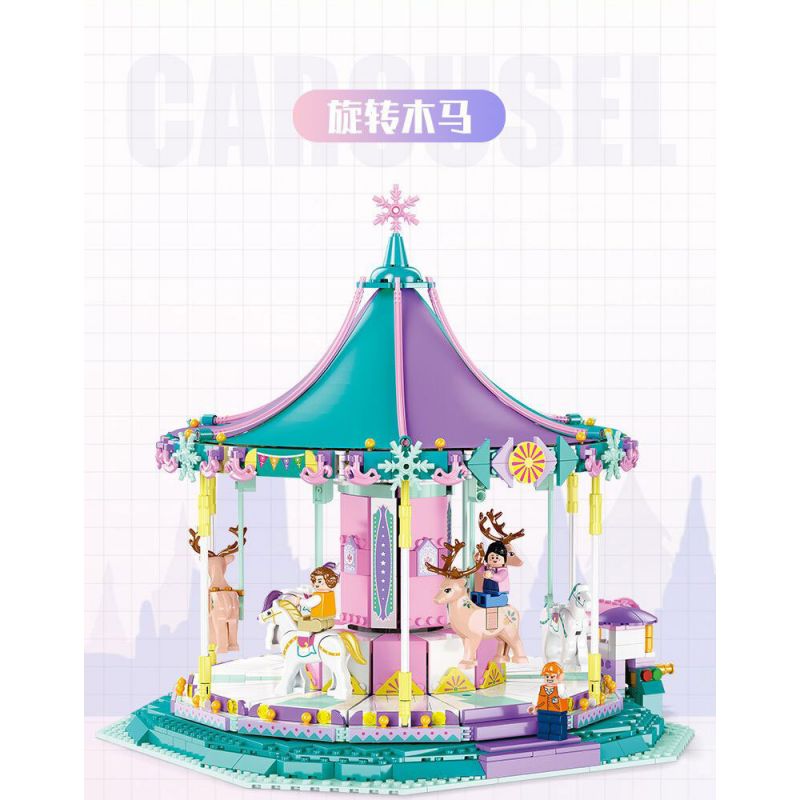 JIESTAR FF30011 30011 non  KHU VUI CHƠI CAROUSEL bộ đồ chơi xếp lắp ráp ghép mô hình Creator AMUSEMENT PARK CAROUSEL Sáng Tạo 1712 khối