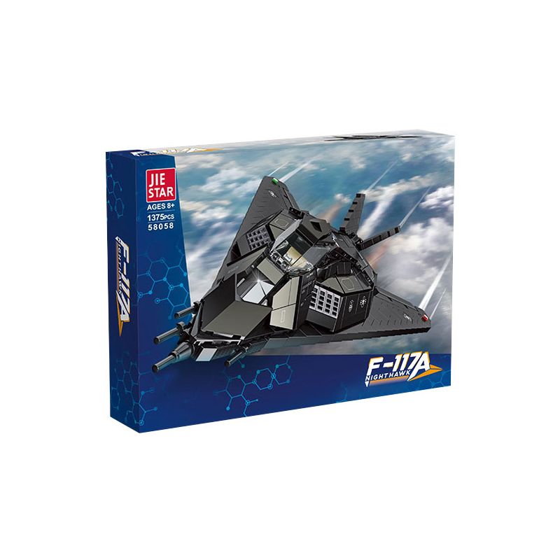 JIESTAR JJ9095 9095 58058 non  MÁY BAY TẤN CÔNG F-117A NIGHTHAWK bộ đồ chơi xếp lắp ráp ghép mô hình Military Army Quân Sự Bộ Đội 1375 khối