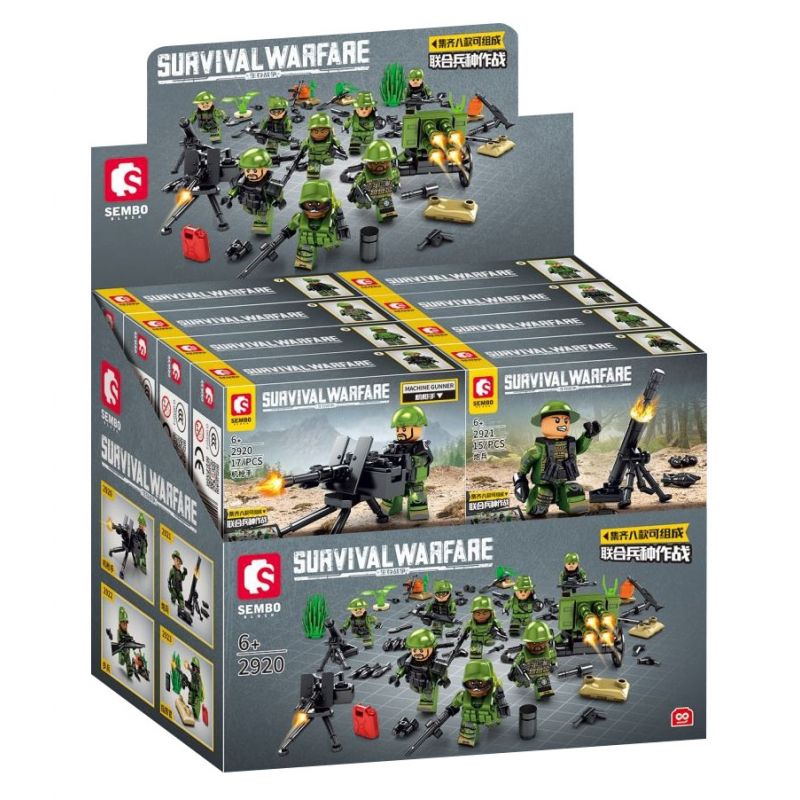 SEMBO 2923 2924 2925 2926 2927 2920 2921 2922 non Lego SURVIVAL WAR COMBAT ARMS 8 ​​MẪU bộ đồ chơi xếp lắp ráp ghép mô hình Military Army SURVIVAL WARFARE Quân Sự Bộ Đội 174 khối