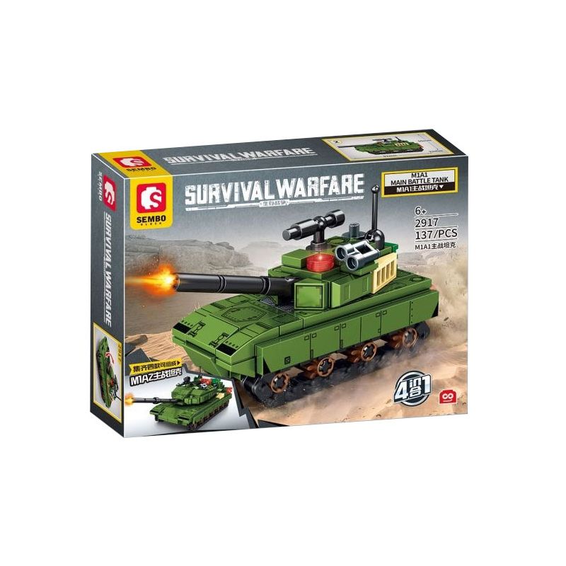 SEMBO 2917 2918 2919 2916 non  CHIẾN TRANH SINH TỒN TỔ HỢP 4 XE TĂNG ĐẤU CHỦ LỰC M1A2 bộ đồ chơi xếp lắp ráp ghép mô hình Military Army SURVIVAL WARFARE Quân Sự Bộ Đội 544 khối