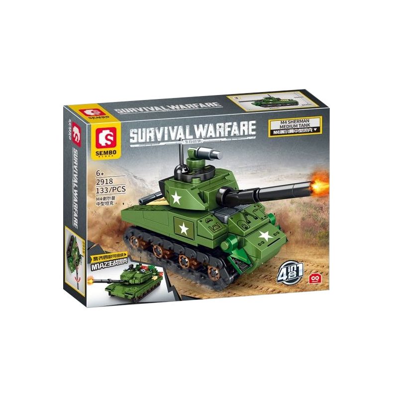 SEMBO 2917 2918 2919 2916 non  CHIẾN TRANH SINH TỒN TỔ HỢP 4 XE TĂNG ĐẤU CHỦ LỰC M1A2 bộ đồ chơi xếp lắp ráp ghép mô hình Military Army SURVIVAL WARFARE Quân Sự Bộ Đội 544 khối