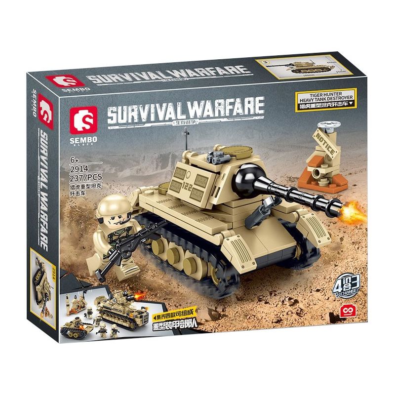 SEMBO 2912 2913 2914 2915 non  CHIẾN TRANH SINH TỒN LỰC LƯỢNG THIẾT GIÁP HẠNG NẶNG 4 TỔ HỢP bộ đồ chơi xếp lắp ráp ghép mô hình Military Army SURVIVAL WARFARE Quân Sự Bộ Đội 937 khối