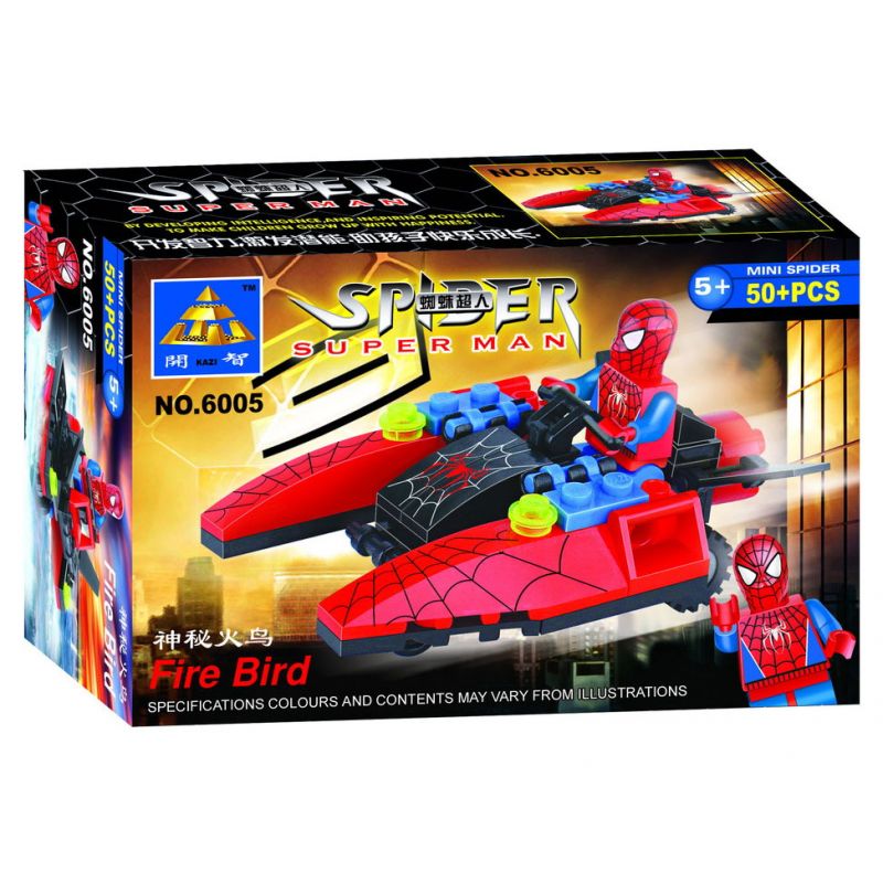 Bozhi 6005 non Lego NGƯỜI NHỆN CHIM LỬA BÍ ẨN bộ đồ chơi xếp lắp ráp ghép mô hình Super Heroes FIRE BIRD Siêu Nhân Anh Hùng 50 khối