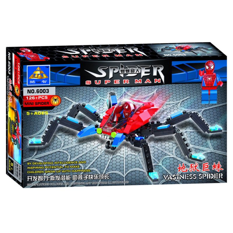 Bozhi 6003 non Lego NGƯỜI NHỆN TỪ ĐỊA NGỤC bộ đồ chơi xếp lắp ráp ghép mô hình Super Heroes VASTNESS SPIDER Siêu Nhân Anh Hùng 126 khối