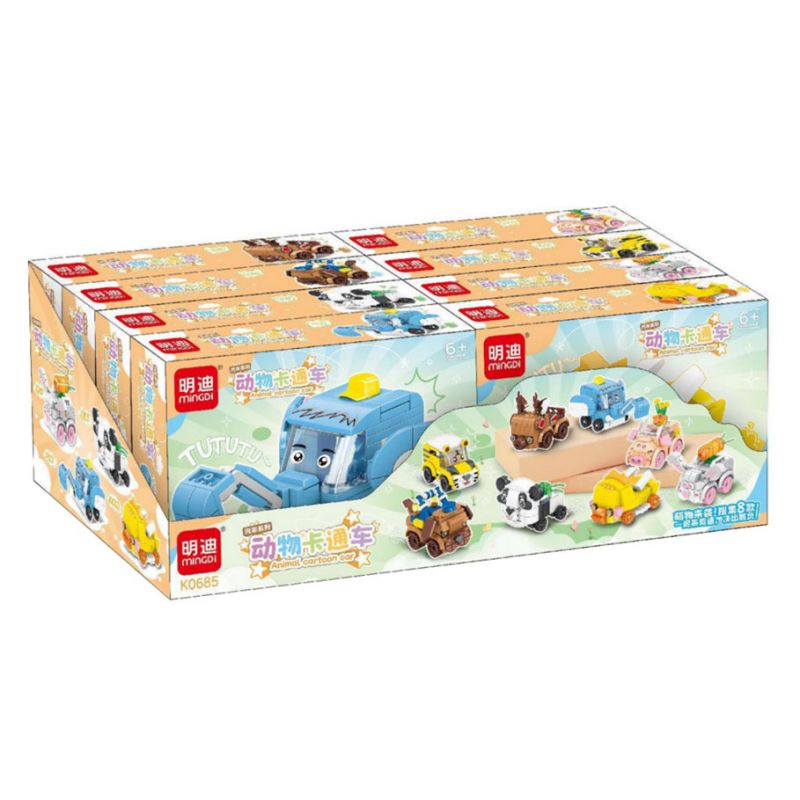 MINGDI LEIBAO K0685 0685 non  XE ĐỘNG VẬT HOẠT HÌNH 8 MẪU bộ đồ chơi xếp lắp ráp ghép mô hình 839 khối