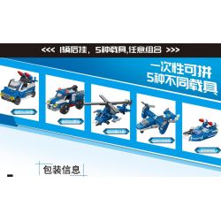 MINGDI LEIBAO K0609 0609 non  TRAILER SAU PHIÊN BẢN CẢNH SÁT MÀU XANH bộ đồ chơi xếp lắp ráp ghép mô hình Military Army REAR TRAILER Quân Sự Bộ Đội 758 khối