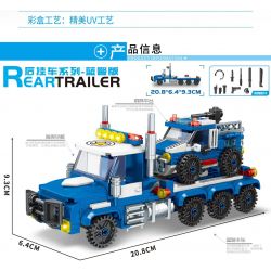 MINGDI LEIBAO K0609 0609 non  TRAILER SAU PHIÊN BẢN CẢNH SÁT MÀU XANH bộ đồ chơi xếp lắp ráp ghép mô hình Military Army REAR TRAILER Quân Sự Bộ Đội 758 khối