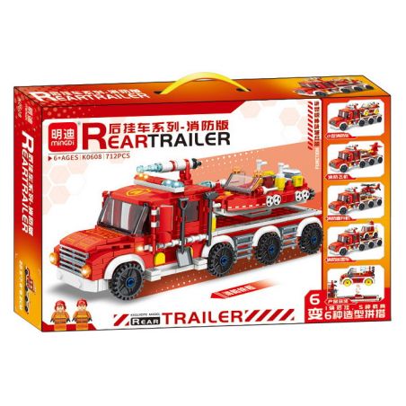MINGDI LEIBAO K0608 0608 non  PHIÊN BẢN CHỐNG CHÁY RƠ MOÓC PHÍA SAU bộ đồ chơi xếp lắp ráp ghép mô hình Military Army REAR TRAILER Quân Sự Bộ Đội 712 khối