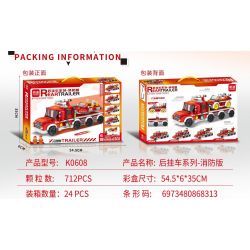 MINGDI LEIBAO K0608 0608 non  PHIÊN BẢN CHỐNG CHÁY RƠ MOÓC PHÍA SAU bộ đồ chơi xếp lắp ráp ghép mô hình Military Army REAR TRAILER Quân Sự Bộ Đội 712 khối