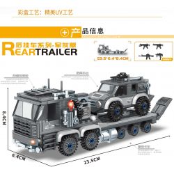 MINGDI LEIBAO K0607 0607 non  TRAILER PHÍA SAU PHIÊN BẢN MÀU XÁM QUÂN ĐỘI bộ đồ chơi xếp lắp ráp ghép mô hình Military Army REAR TRAILER Quân Sự Bộ Đội 757 khối