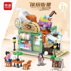 MINGDI LEIBAO 10091 non  KHUNG CẢNH ĐƯỜNG PHỐ ĐẦY MÀU SẮC QUÁN CÀ PHÊ THƠM bộ đồ chơi xếp lắp ráp ghép mô hình COLORFUL STREET 449 khối