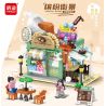 MINGDI LEIBAO 10091 non  KHUNG CẢNH ĐƯỜNG PHỐ ĐẦY MÀU SẮC QUÁN CÀ PHÊ THƠM bộ đồ chơi xếp lắp ráp ghép mô hình COLORFUL STREET 449 khối