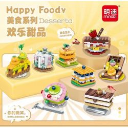 MINGDI LEIBAO K0684 0684 non  MÓN ĂN 8 LOẠI TRÁNG MIỆNG VUI VẺ TIRAMISU BÁNH TRANG TRÍ QUẾ TRÁI CÂY TRỘN MẬT ONG SÔ CÔ LA CUỘN THỤY SĨ MATCHA DÂU TÂY LỚP CHANH CÁC NGỌT NAPOLEON TART bộ đồ chơi xếp lắp ráp ghép mô hình HAPPY FOODY