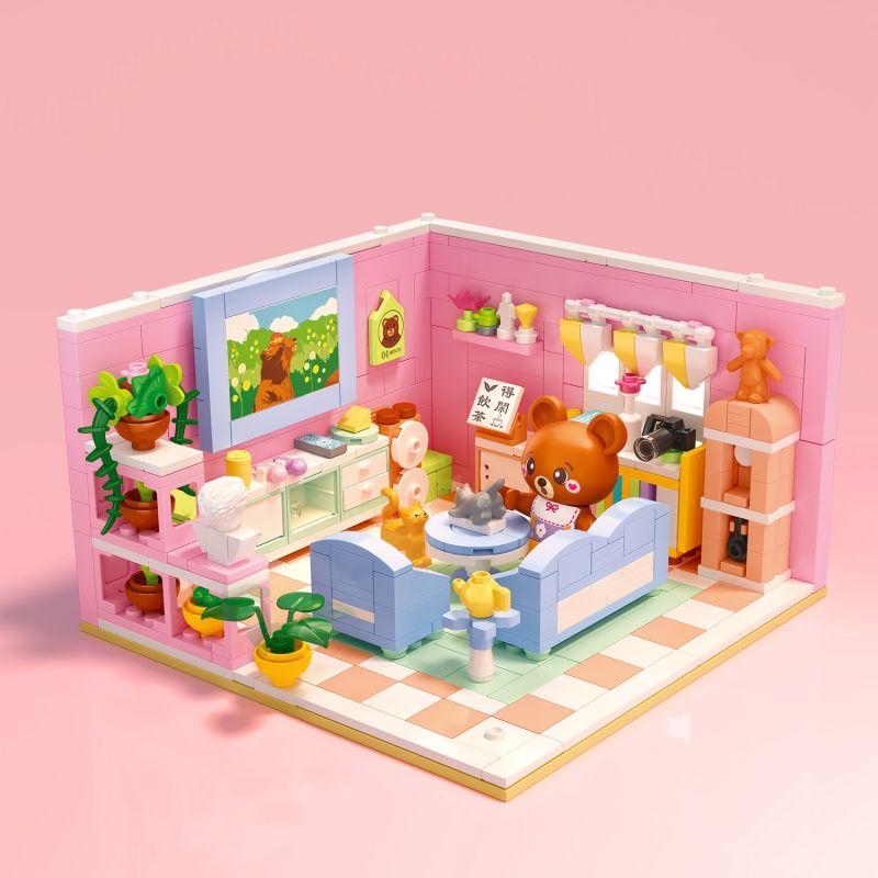 ZHEGAO 612012A non  BIỆT THỰ BẢO HÙNG bộ đồ chơi xếp lắp ráp ghép mô hình VILLA BABY BEAR 2050 khối