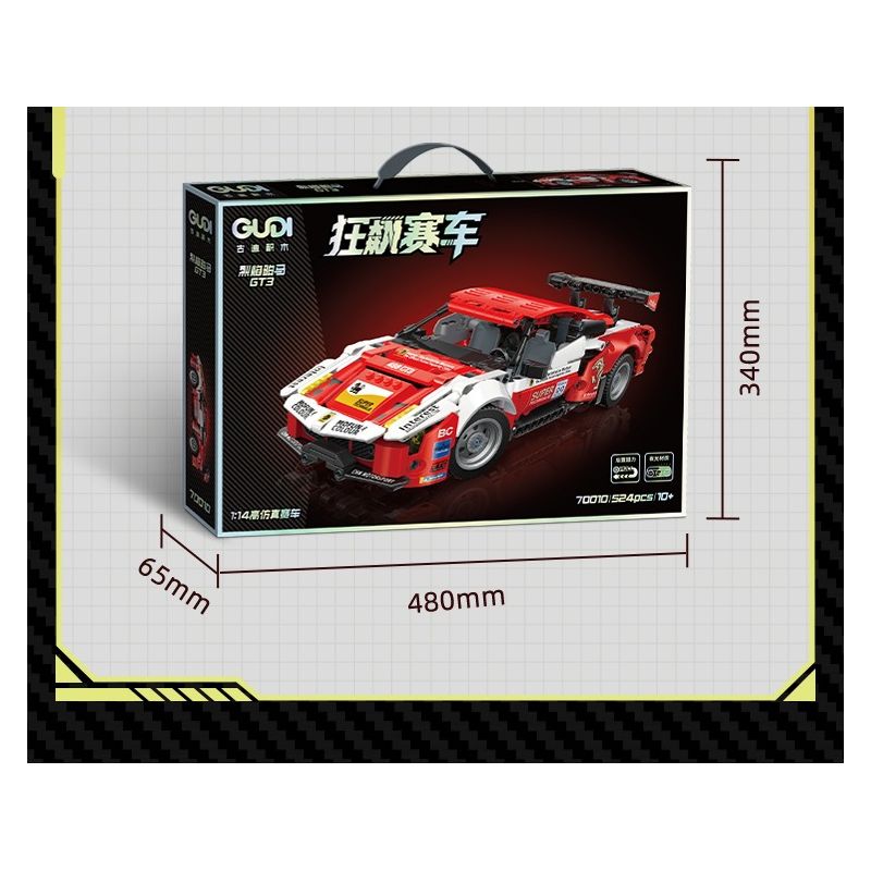 GUDI 70010 non  CUỘC ĐUA GIẬN DỮ XE KÉO GT3 BLAZING HORSE bộ đồ chơi xếp lắp ráp ghép mô hình  Kỹ Thuật Công Nghệ Cao Mô Hình Phương Tiện 524 khối