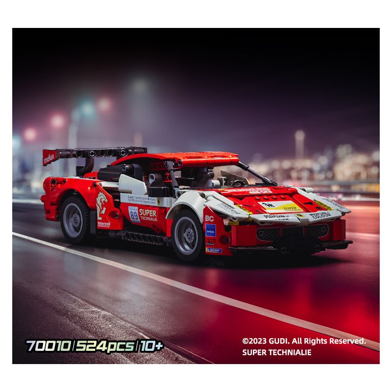 GUDI 70010 non  CUỘC ĐUA GIẬN DỮ XE KÉO GT3 BLAZING HORSE bộ đồ chơi xếp lắp ráp ghép mô hình  Kỹ Thuật Công Nghệ Cao Mô Hình Phương Tiện 524 khối