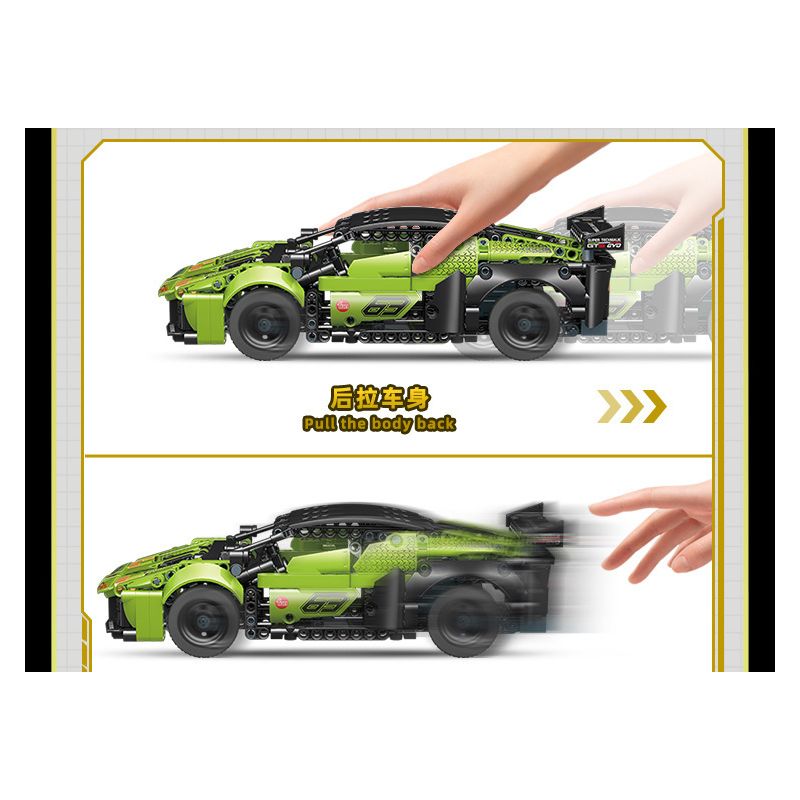 GUDI 70009 non  ĐUA XE GIẬN DỮ KÉO LÙI CƠN BÃO BULL EVO2 tỷ lệ 1:14 bộ đồ chơi xếp lắp ráp ghép mô hình  Kỹ Thuật Công Nghệ Cao Mô Hình Phương Tiện 533 khối