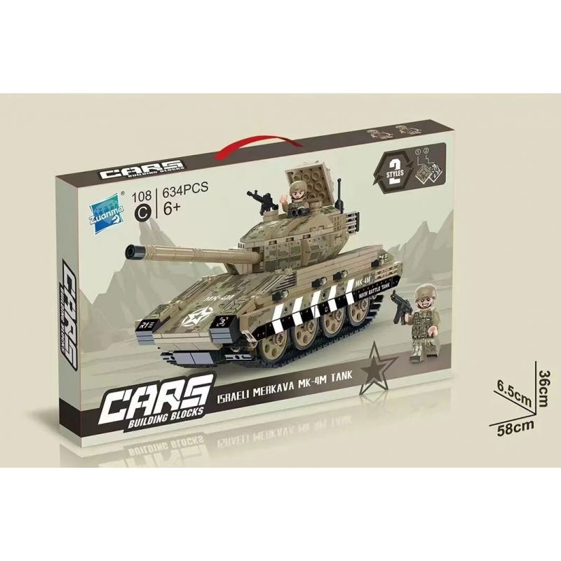 ZUANMA 108C non  IRON EXPEDITION XE TĂNG CHIẾN ĐẤU CHỦ LỰC MK-4M CỦA ISRAEL bộ đồ chơi xếp lắp ráp ghép mô hình Military Army MK-4M MAIN BATTLE TANK Quân Sự Bộ Đội 634 khối