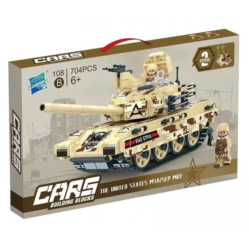 ZUANMA 108B non Lego ĐOÀN THÁM HIỂM SẮT XE TĂNG CHIẾN ĐẤU CHỦ LỰC M1A2 CỦA MỸ bộ đồ chơi xếp lắp ráp ghép mô hình Military Army M1A2SEP MAIN BATTLE TANK Quân Sự Bộ Đội 704 khối