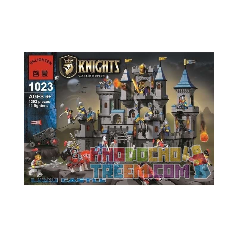 Enlighten 1023 Qman 1023 Xếp hình kiểu Lego Knights Castle Series Lion Castle Bao Vây Lâu đài Nhà Vua 1393 khối