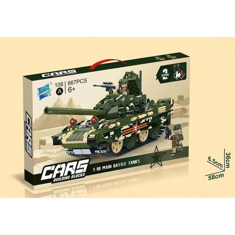 ZUANMA 108A non  VIỄN CHINH SẮT XE TĂNG CHIẾN ĐẤU CHỦ LỰC T-90 CỦA NGA bộ đồ chơi xếp lắp ráp ghép mô hình Military Army T-90 MAIN BATTLE TANK Quân Sự Bộ Đội 667 khối