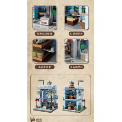 WELLEADZ 6103 non  XƯA TIỆM CẮT TÓC bộ đồ chơi xếp lắp ráp ghép mô hình BARBER SHOP 504 khối