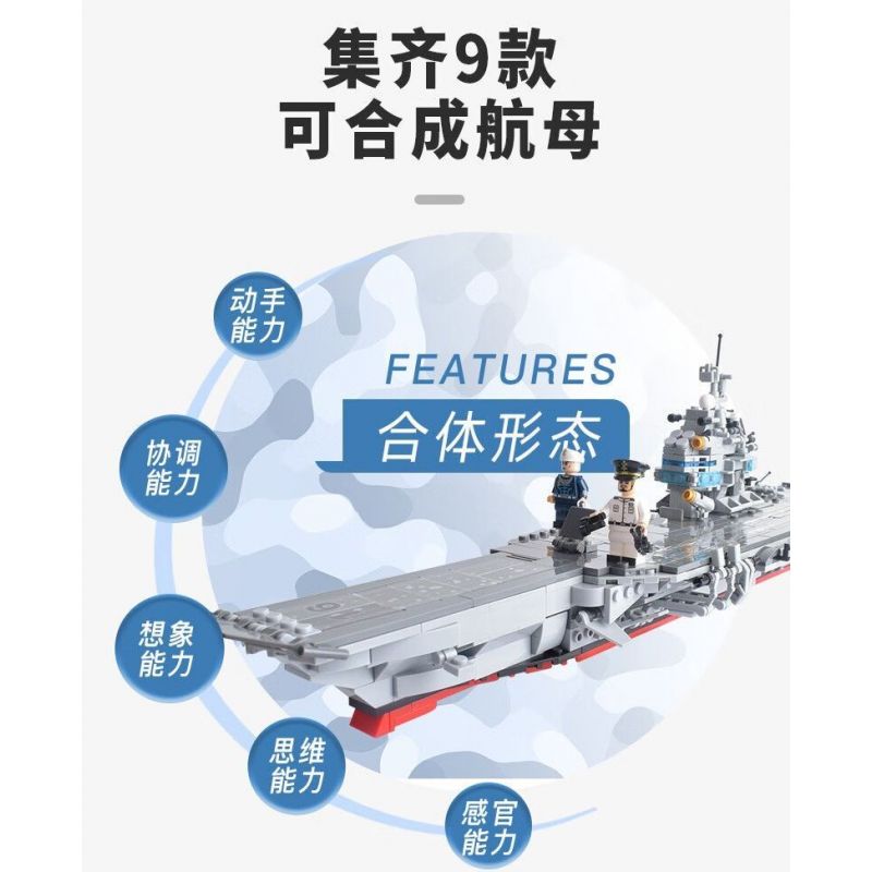 CAYI KY012 non  TÀU SÂN BAY CHẠY BẰNG NĂNG LƯỢNG HẠT NHÂN bộ đồ chơi xếp lắp ráp ghép mô hình Military Army Quân Sự Bộ Đội 998 khối