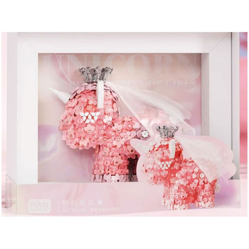 GEKKOSHA 804218 non  HOA KỲ LÂN MÀU HỒNG HUYỀN ẢO CHẢY YING bộ đồ chơi xếp lắp ráp ghép mô hình Arts & Crafts UNICORN 1363 khối