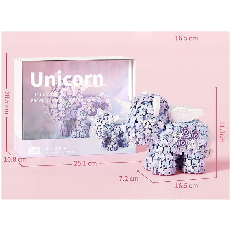 GEKKOSHA 804218 non  HOA KỲ LÂN MÀU HỒNG HUYỀN ẢO CHẢY YING bộ đồ chơi xếp lắp ráp ghép mô hình Arts & Crafts UNICORN 1363 khối