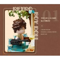 GEKKOSHA 801014 non  NHẶT LẠI KÝ ỨC RETRO BIG BROTHER bộ đồ chơi xếp lắp ráp ghép mô hình TIME MEMORY RETRO CELL PHONE
