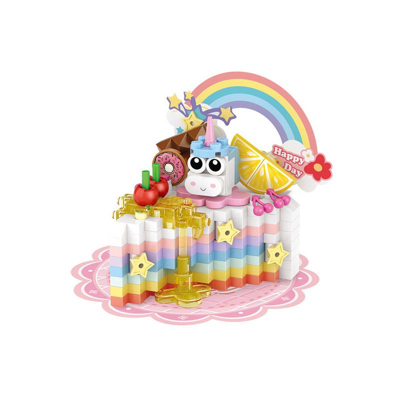 LOZ 8808 non  SWEETIEISM BÁNH TẦNG CẦU VỒNG bộ đồ chơi xếp lắp ráp ghép mô hình SWEETHEART DOCTRINE 230 khối