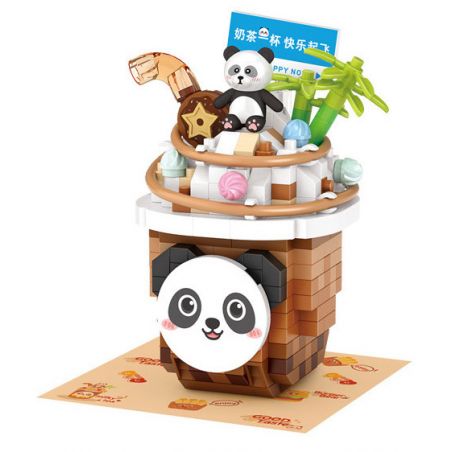 LOZ 8811 non  TÌNH YÊU TRÀ SỮA GẤU TRÚC TUYẾT bộ đồ chơi xếp lắp ráp ghép mô hình Creator SWEETHEART DOCTRINE Sáng Tạo 380 khối