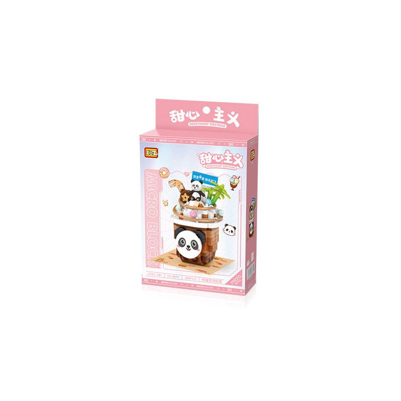 LOZ 8811 non  TÌNH YÊU TRÀ SỮA GẤU TRÚC TUYẾT bộ đồ chơi xếp lắp ráp ghép mô hình Creator SWEETHEART DOCTRINE Sáng Tạo 380 khối