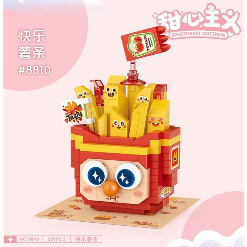 LOZ 8810 non  CHỦ NGHĨA NGỌT NGÀO KHOAI TÂY CHIÊN KIỂU PHÁP VUI VẺ bộ đồ chơi xếp lắp ráp ghép mô hình Creator SWEETHEART DOCTRINE Sáng Tạo 250 khối