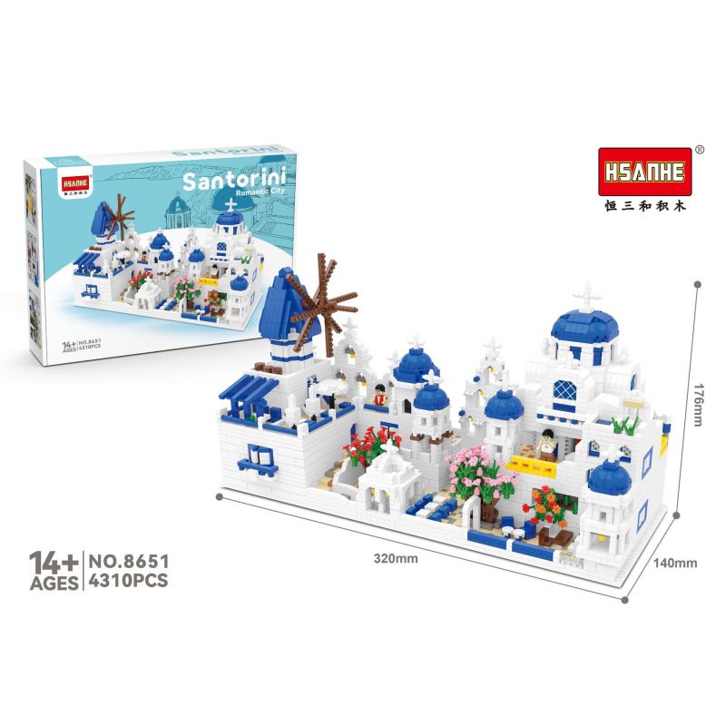 HSANHE CACO 8651 non  SANTORINI bộ đồ chơi xếp lắp ráp ghép mô hình Creator Sáng Tạo 4310 khối